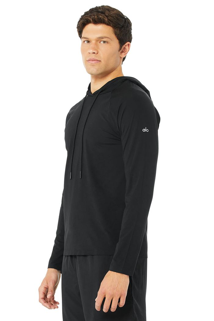 Sudadera Con Capucha Alo Yoga Idol Encapuchado Runner Hombre Negros | 629157PYR