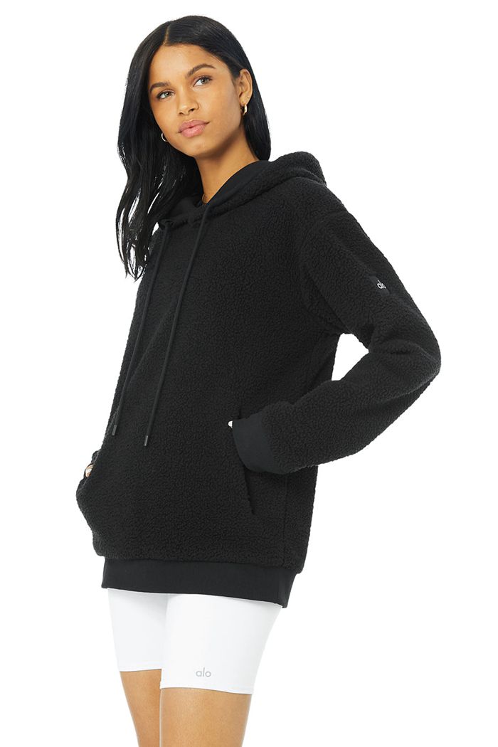 Sudadera Con Capucha Alo Yoga Sherpa Mujer Negros | 708963AOG