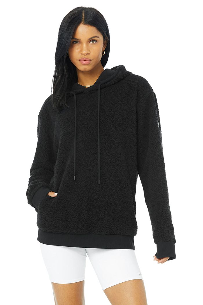 Sudadera Con Capucha Alo Yoga Sherpa Mujer Negros | 708963AOG