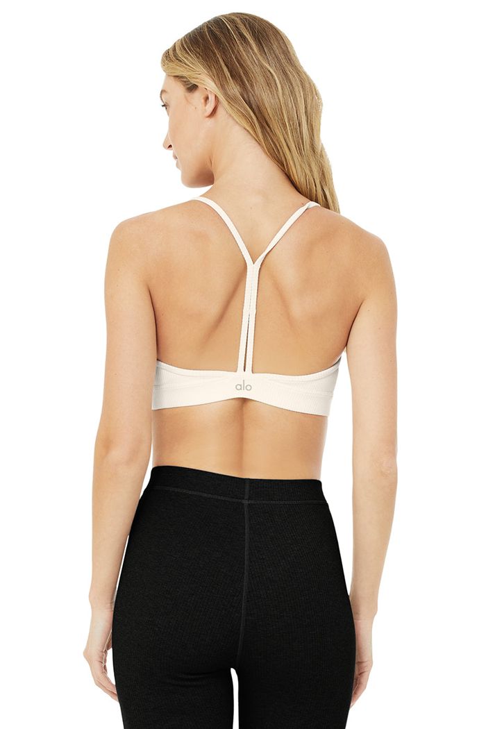 Sujetadores Alo Yoga Ribbed Blissful Mujer Blancos | 590874QWU