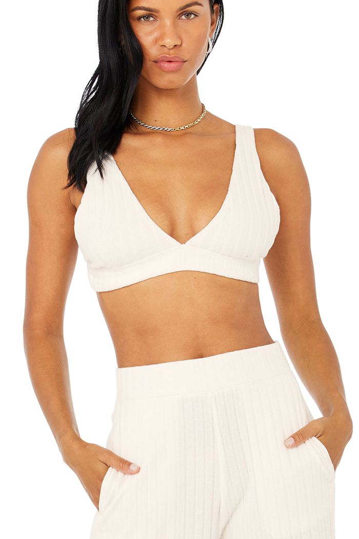 Sujetadores Alo Yoga Ribbed Take Comodidad Mujer Blancos | 936801EXD