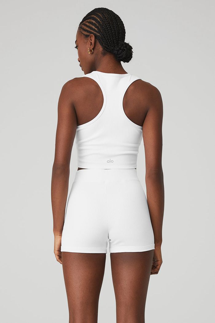 Tank Tops Alo Yoga Goddess Ribbed Cropped Racerback Mujer Blancos | 781026RSI